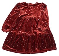 Vínové zamatové bodkovaná é šaty George