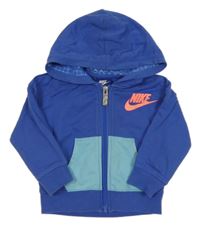 Modrá propínací mikina s logem a kapucí Nike