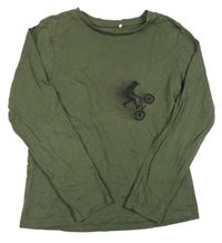 Khaki tričko s chlapcem na kole Name it