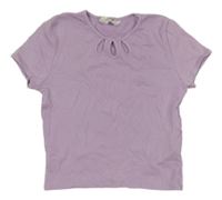 Lila rebrované crop tričko H&M