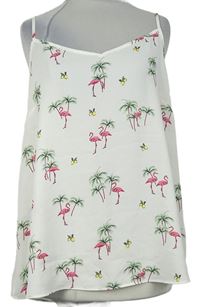 Dámský bílý volný top s plameňáky Primark 