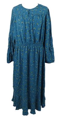 Dámské tmavomodré kytičkované košilové midi šaty M&S