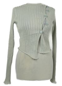 Dámský šedý žebrovaný crop zapínací svetr Collusion 