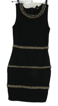 Dámské černé pouzdrové šaty se zlatými řetízky H&M