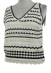 Dámský smetanovo-černý vzorovaný pletený top Primark 