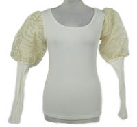 Dámské bílé žebrované triko s balonovými rukávy River Island 