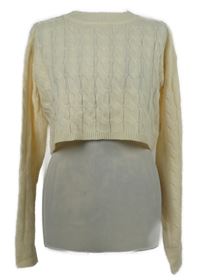 Nové - Dámský smetanový vzorovaný crop svetr Shein 