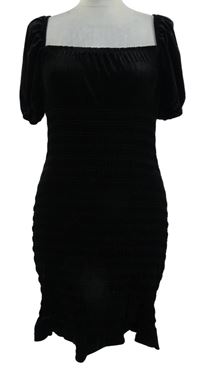 Dámské černé sametové žabičkové šaty H&M