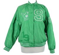 Dámský zelený šusťákový zateplený bomber s nápisom H&M