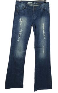 Dámske modré bootcut rifle s vyšúchaním New Look