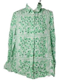 Dámska bielo-zelená kvietkovana blúzka M&S