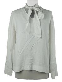 Dámska biela blúzka s mašlou Hullhuber