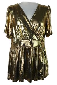 Dámská zlatá peplum halenka 