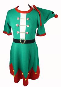 Nové - 2set - Dámské zelené pletené vánoční šaty + čepice Primark 