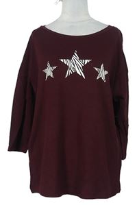 Dámske vínové tričko s hviezdičkami F&F