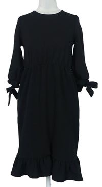 Dámske čierne šaty s mašľami Boohoo