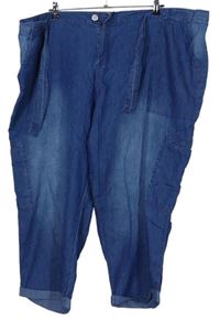 Dámské modré capri kalhoty riflového vzhledu s páskem Janina vel. 56