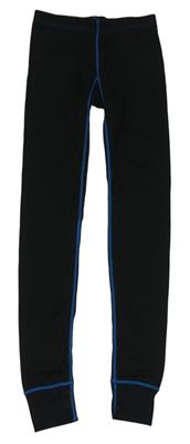 Čierne spodné nohavice s modrým prošitím