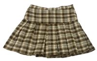 Hnedo-biela kockovaná skladaná sukňa H&M