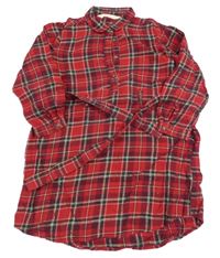 Červeno-černo-zlaté kostkované košilové šaty H&M