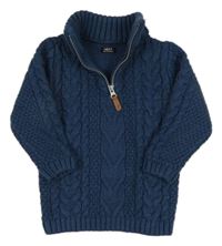 Tmavomodrý sveter so zipsom zn. Next