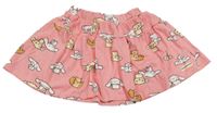 Ružová tepláková sukňa s pejsky