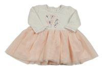 Bil-fialovo-růžové melírované teplákovo/tylové šaty s motýlky Early Days