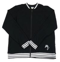 Čierna rebrovaná prepínaci mikina s výšivkou River Island