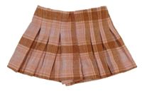 Rezavo-ružovo-biela kockovaná skladaná sukňa Matalan