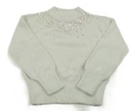 Světlešedý chlupatý svetr s flitry C&A