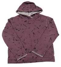 Fialová mikina s flíčky a kapucí