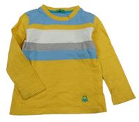 Modro-bielo-žlté pruhované tričko Benetton