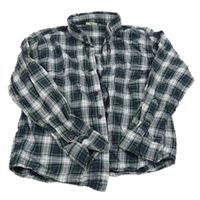 Tmavomodro-bielo-zelená kockovaná košeľa