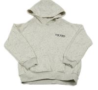 Biela melírovaná mikina s nápisom a kapucňou F&F