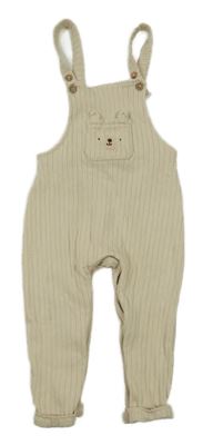 Béžové žebrované laclové tepláky s medvědem Matalan