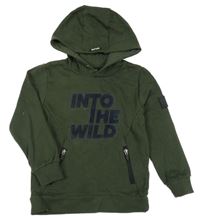 Khaki mikina s nápisom a kapucňou EUROPE KIDS