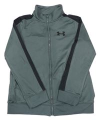 Šedo-černá sportovní propínací funkční mikina s logem Under Armour