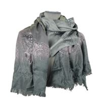 Dámska sivo-ružová vzorovaná šál so  s rortřepením