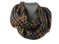 Dámská béžovo-tmavomodro-červená vzorovaná fleecová límcová šála Tchibo