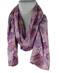 Dámský fialový vzorovaný saténový šátek