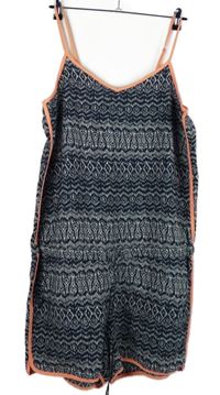 Dámský tmavomodro-bílý vzorovaný kraťasový overal Lola Liza