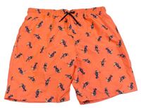 Neónově oranžové plážové kraťasy s tukanmi Primark