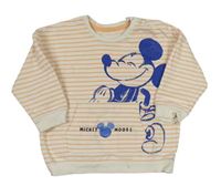 Bielo-oranžová pruhovaná mikina s Mickeym George