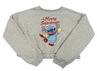 Sivá crop mikina so Stitchem Disney