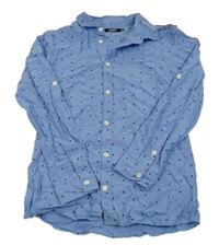 Modrá vzorovaná košeľa s nášivkou Europe kids