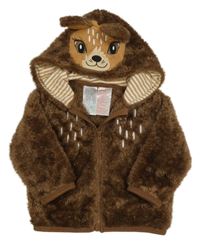 Hnedá chlpatá bunda s kapucí - koloušek Blade Rose