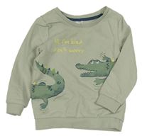 Svetlozelená mikina s krokodílmi 