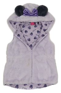Lila kožušinová podšitá vesta s Minnie a kapucňou Disney