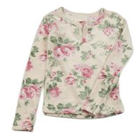 Světlerůžové květované sametové triko 