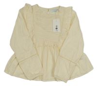 Nové - vanilková puntíkatá halenka s krajkou a volánky LEIGH TUCKER